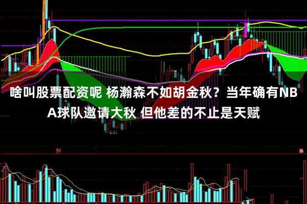 啥叫股票配资呢 杨瀚森不如胡金秋？当年确有NBA球队邀请大秋 但他差的不止是天赋